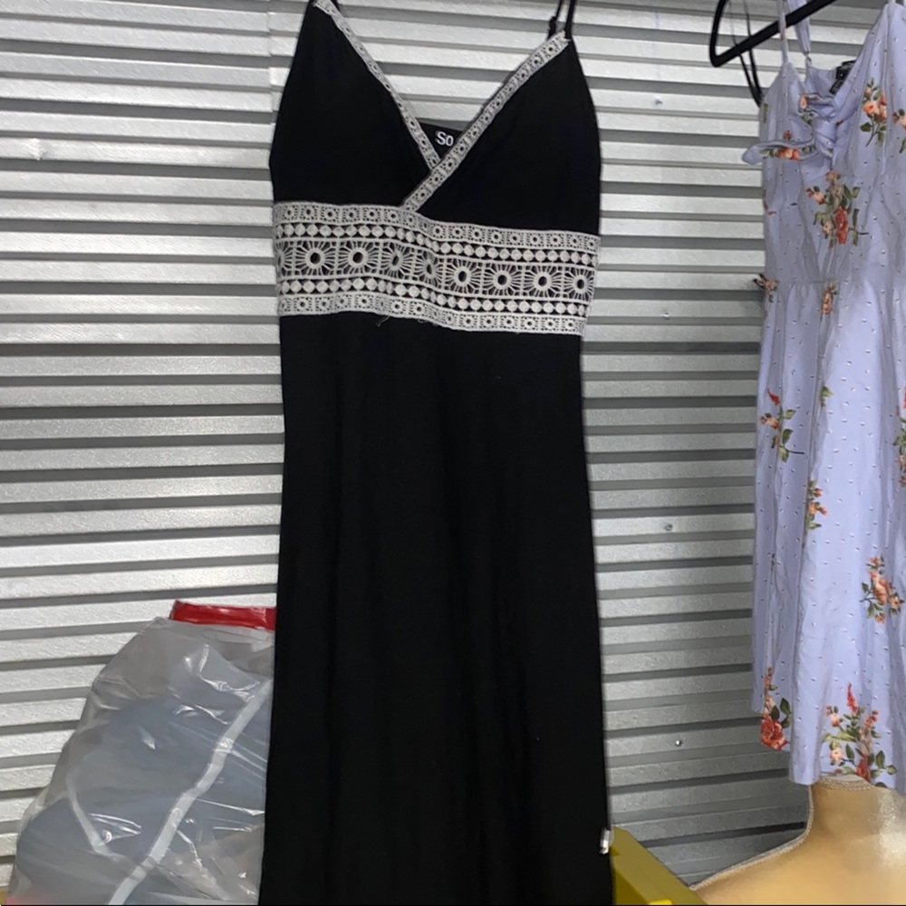 SO Black and White Pleated Mini Sundress